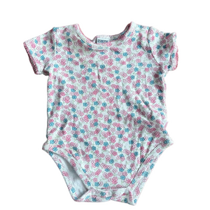 Vintage Kids Baby OshKosh B'gosh Pink and Blue Floral Onesie Size 6-9M
